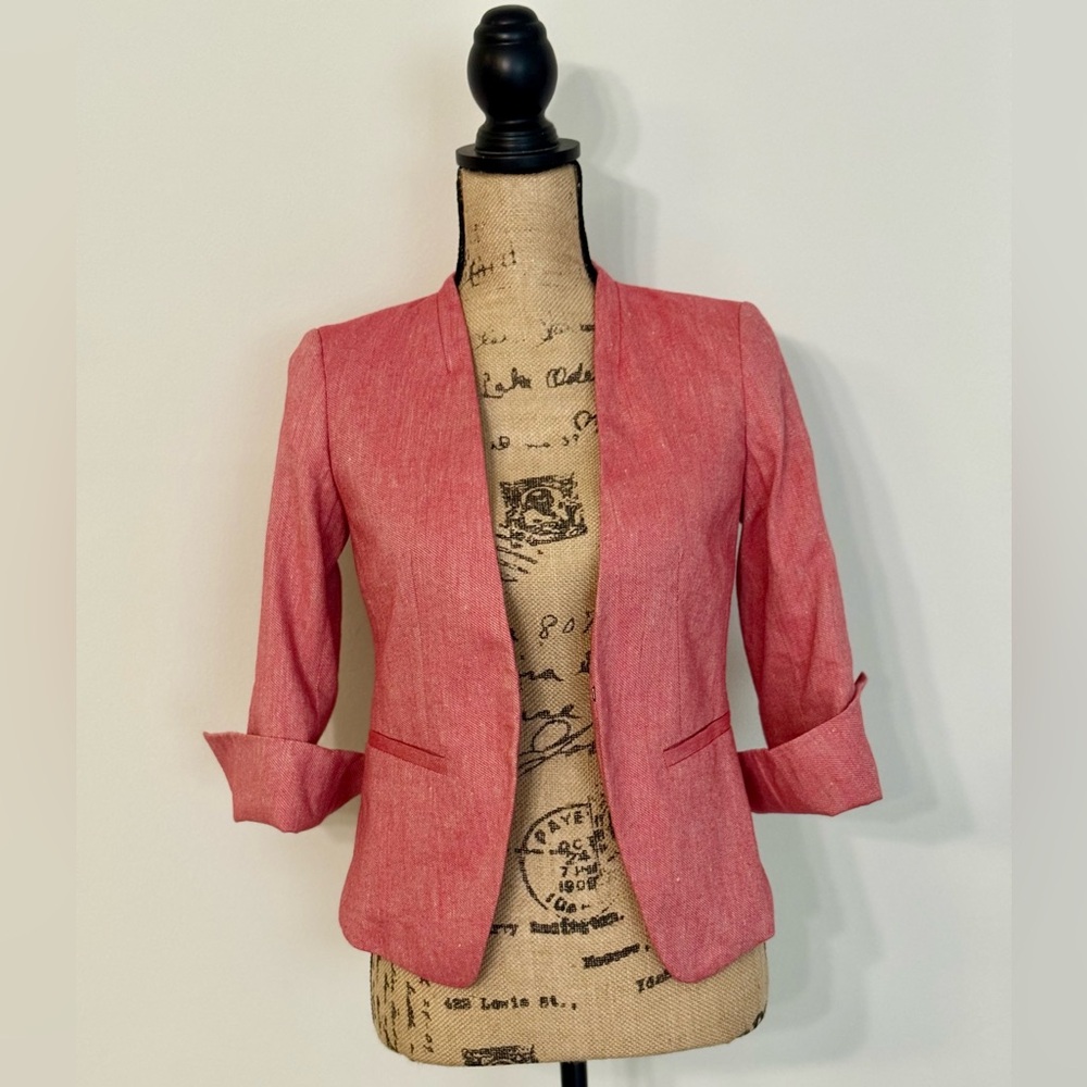 LOFT Salmon/Coral Blazer – Size 00P, New with Tags, Cotton-Linen Blend